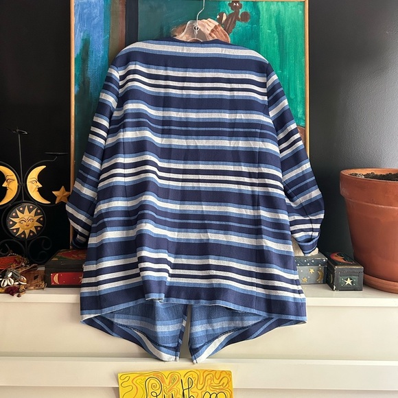 Ruby Rd. Navy and Light Blue Striped Cardigan - Picture 4 of 16